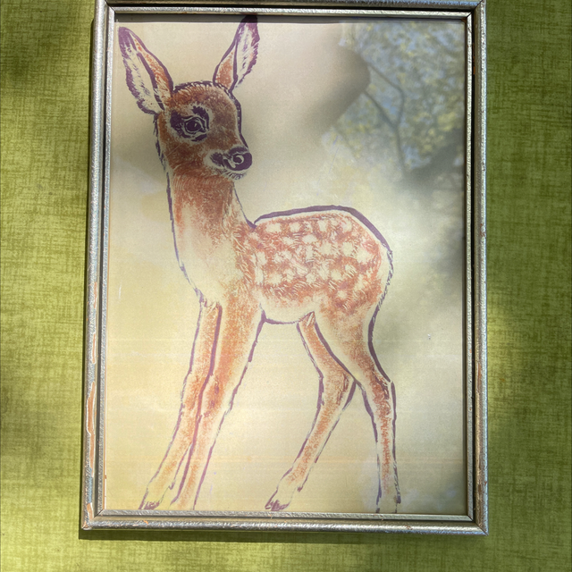 Rehkitz Vintage Holzleiste versilbert