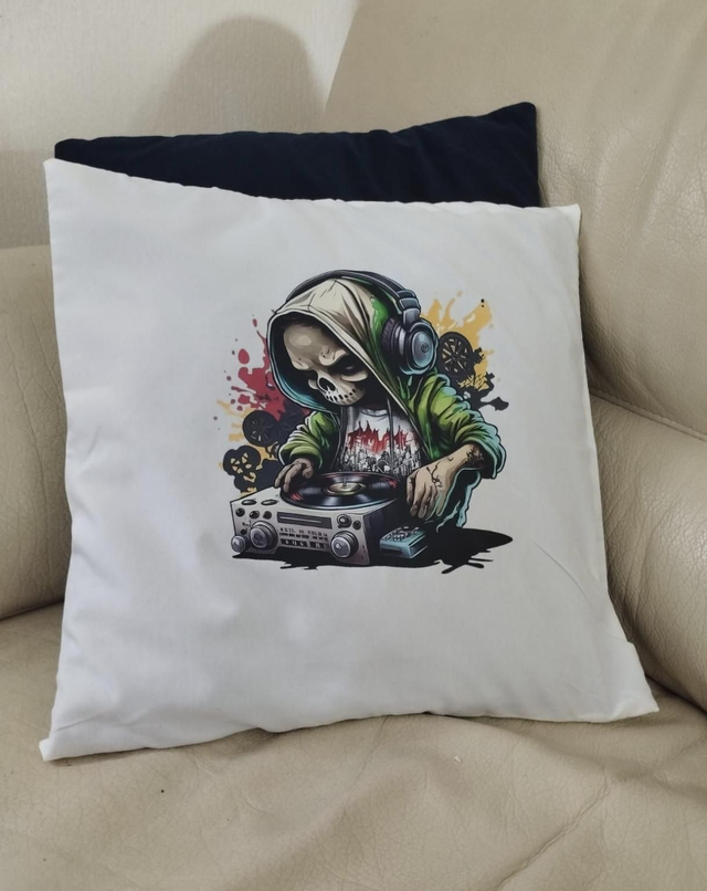 Taie d'oreiller dj squelette 