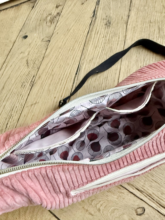 Sac Demi Lune velours côtelé - ROSE