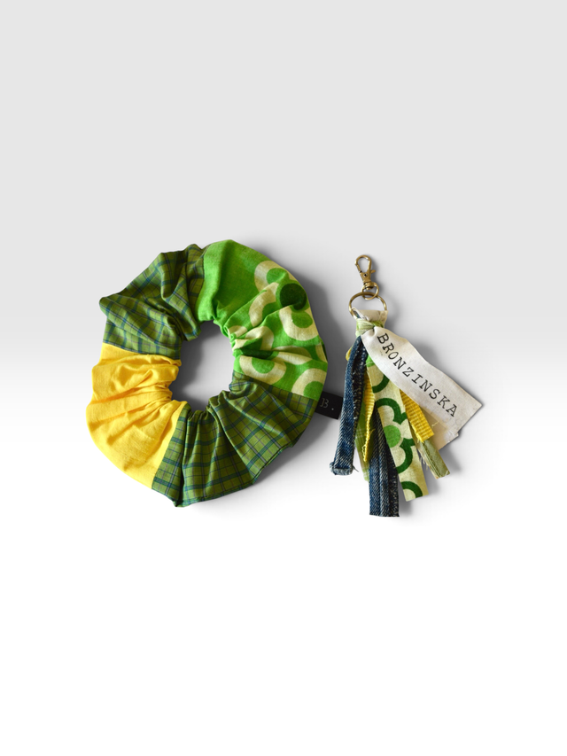 SET - Patchwork cotton scrunchie + keychain