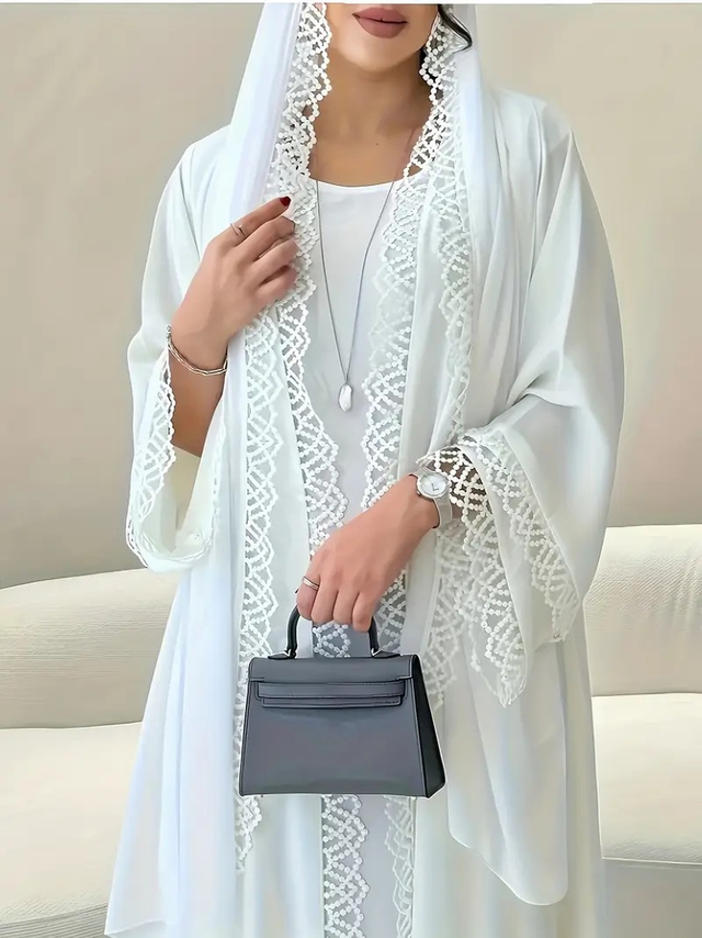 3pcs Set Elegant Lace Abaya