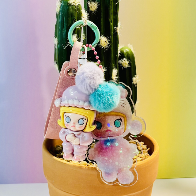 Molly Doll inspired keychain pink fob