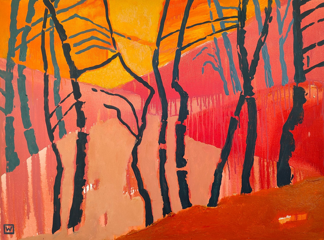 Czerwony las, 60x81 olej płótno