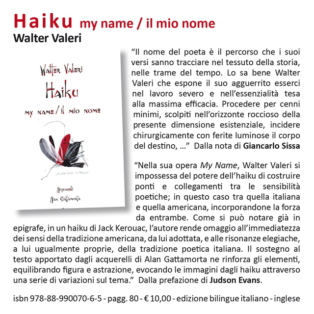 Walter Valeri, "Haiku, my name - il mio nome", (trad. di Walter Valeri) qudulibri 2015