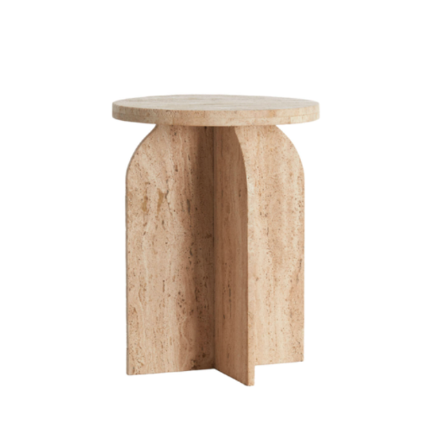 travertine stone side table