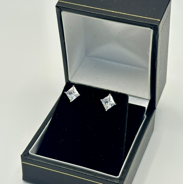 Square CZ Diamond Earrings