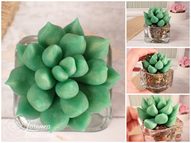 Pianta grassa verde giada, succulenta, artigianale modellata a mano in argilla polimerica (fimo). Made in Italy.