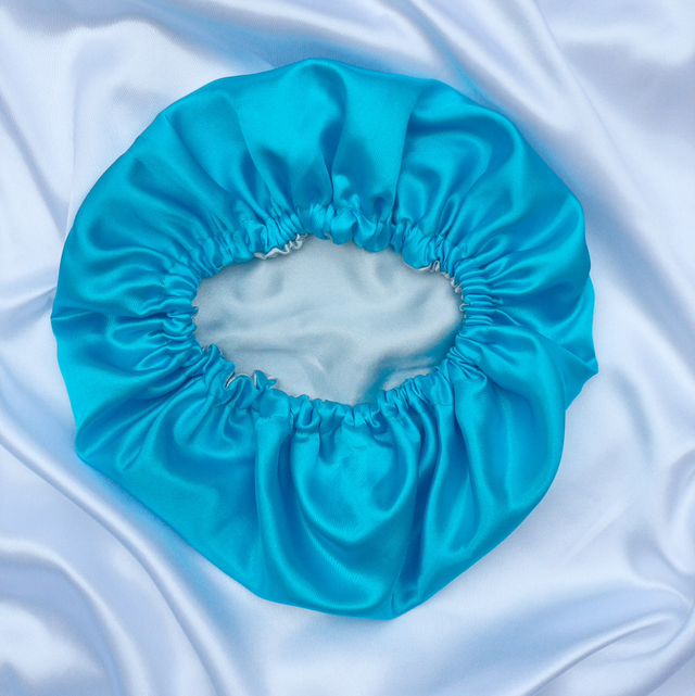 Blue/Grey Reversible Satin Hair Bonnet 