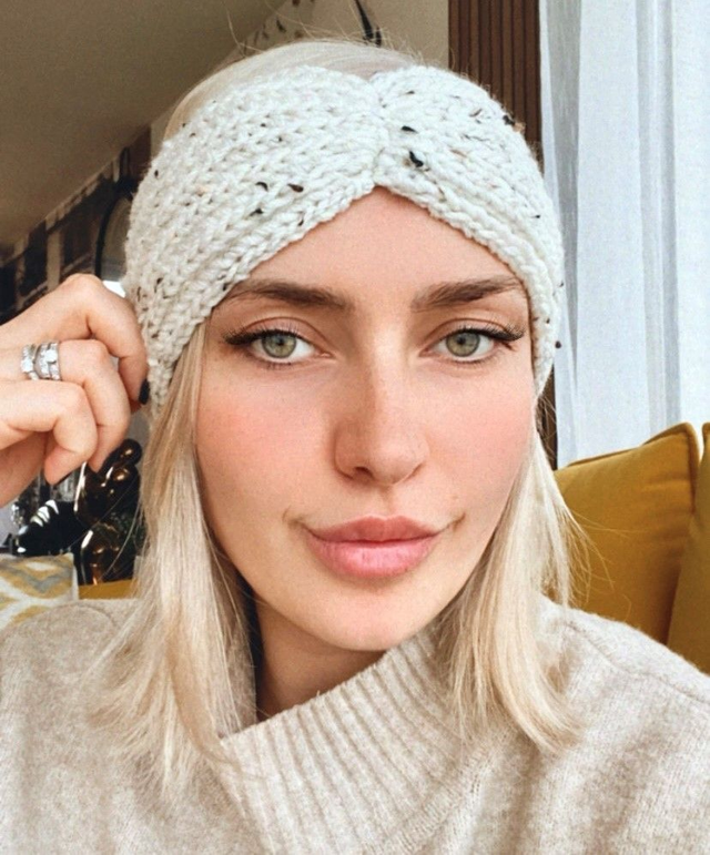 Bandeau large laine Tweed Ecru