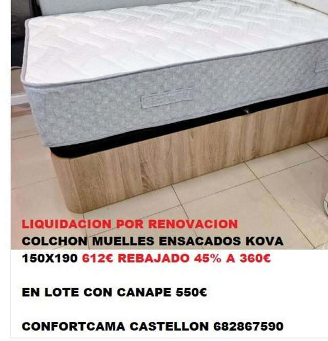 CANAPE Y COLCHON GRUESO 28/30cm de 150x190