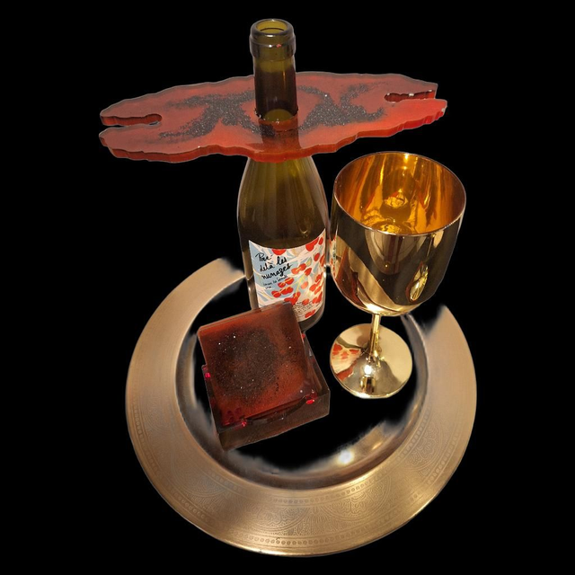 Lot de 4 dessous de verre et support