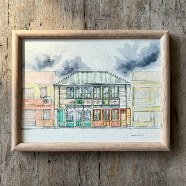 Encre et aquarelle - case créole - Le Saint Esprit - Martinique 