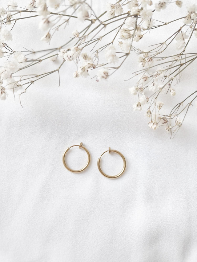 Créoles oreille non percée dorée 14mm