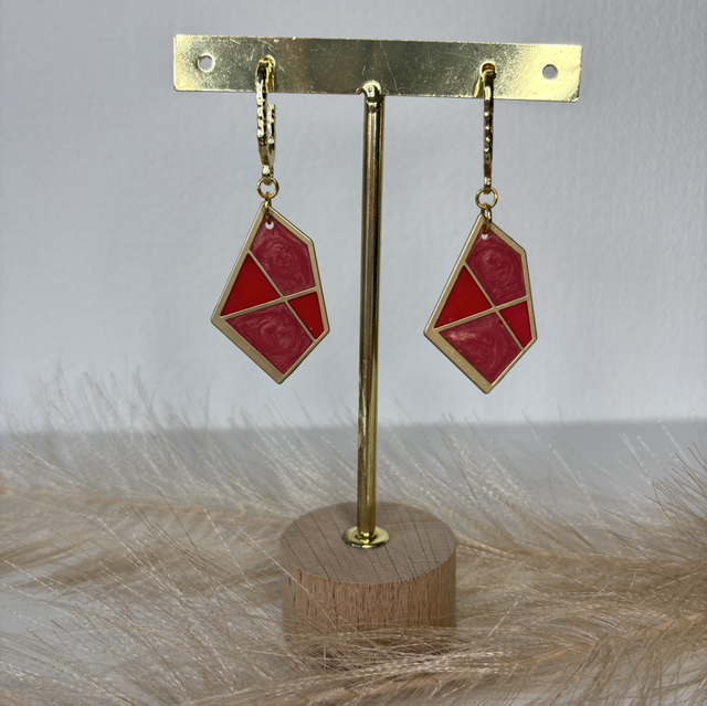 Boucles d’oreilles rouge et rose