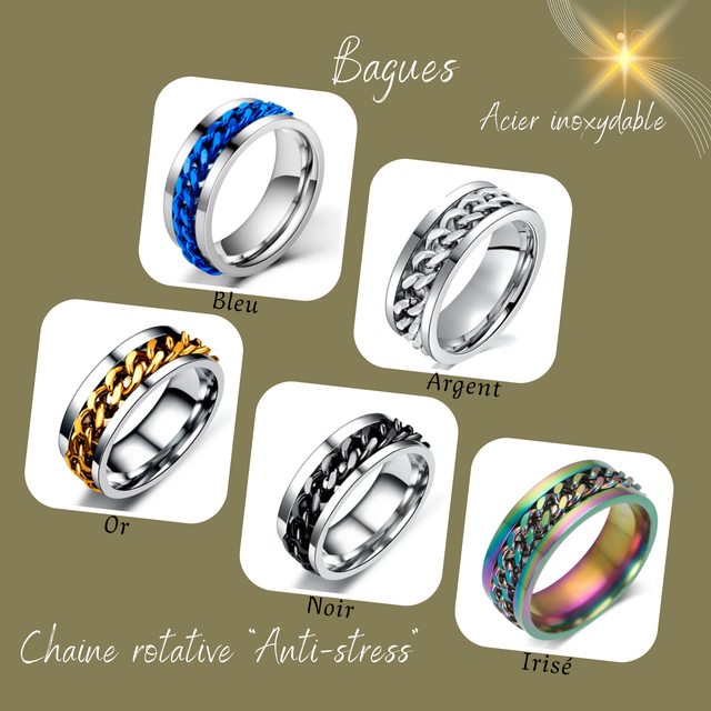 Bague avec Chaine rotative &quot;Anti-stress&quot;