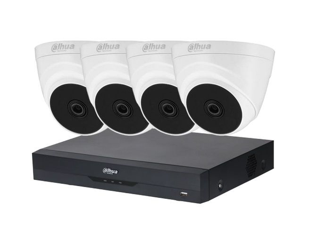 KIT: 4 CÁMARAS DE SEGURIDAD, TIPO DOMO, DAHUA + GRABADORA    [Cámara Dahua HDCVI domo 1MP 720P 2.8mm IR20]