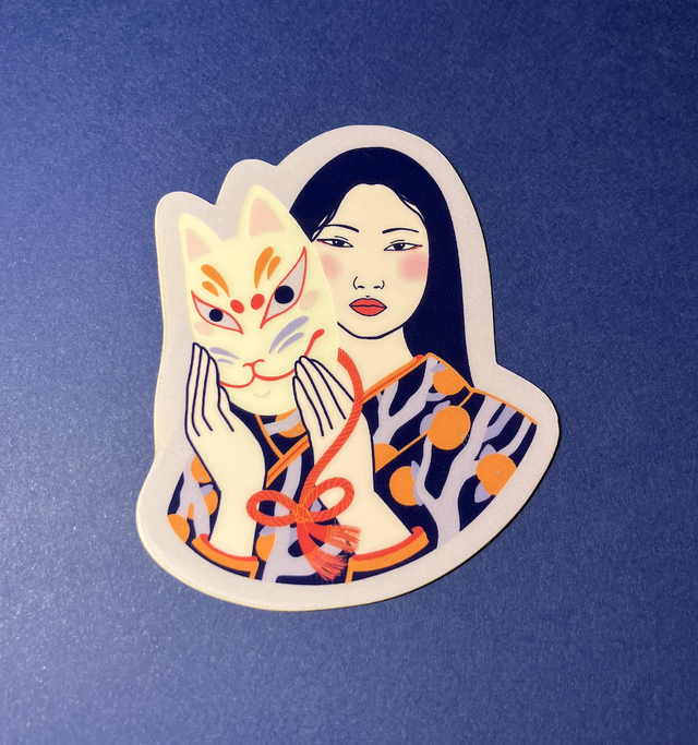 Sticker Kitsune ona phosphorescent