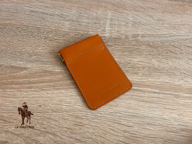 Porte-monnaie clic-clac en cuir - Coloris « Cognac » - Fabriqué à la main en France