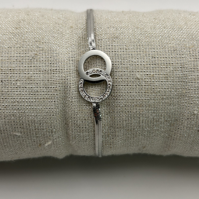 Bracelet argenté double anneau