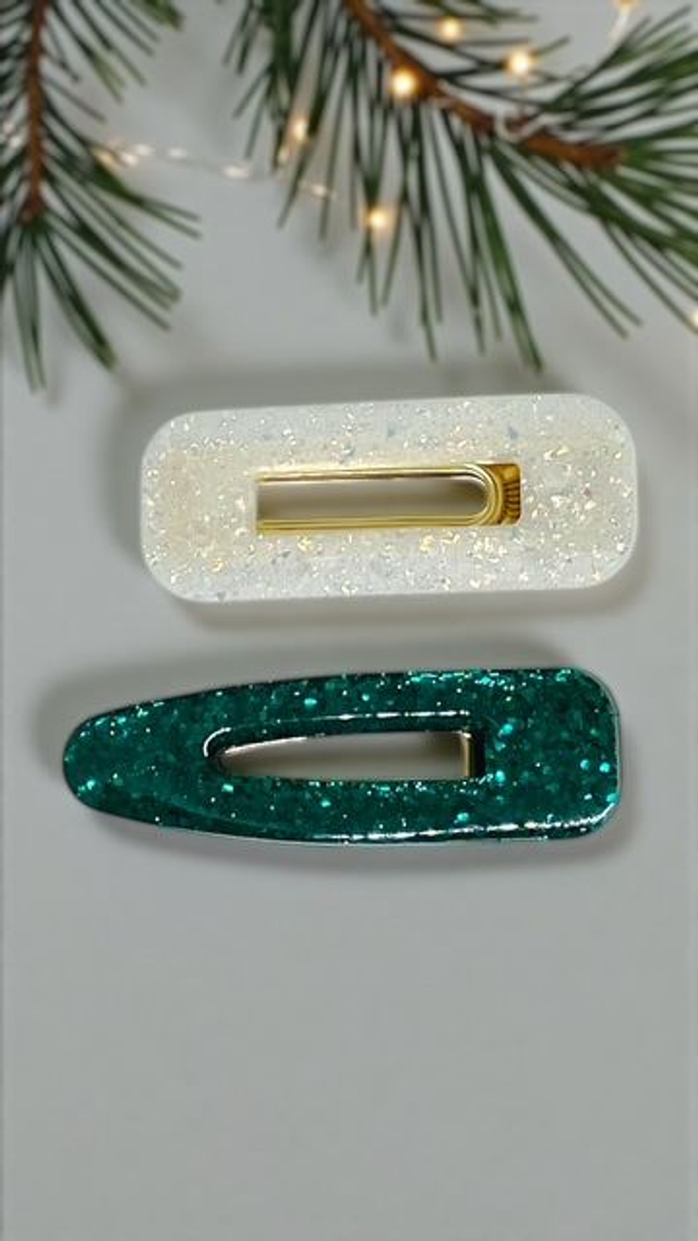 Duo de barrettes Forêt Enneigée