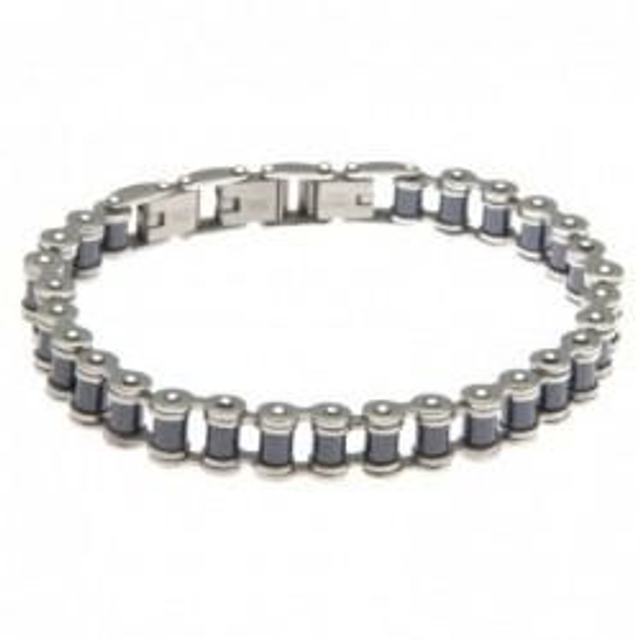 Bracciale uomo in acciaio e ceramica catena moto e bici