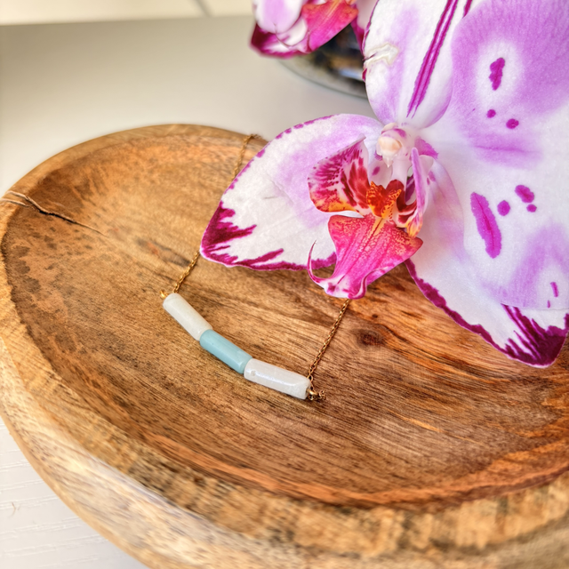 Collier en amazonite (tubes)