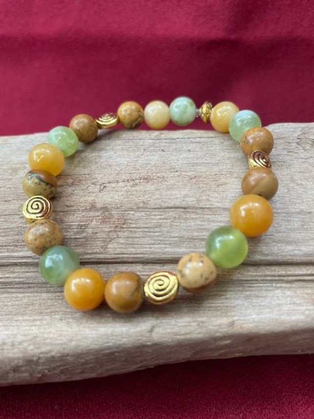 Bracelet , jaspe, topaze, calcédoine 