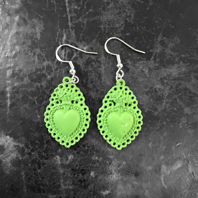 Orecchini cuore sacro verde