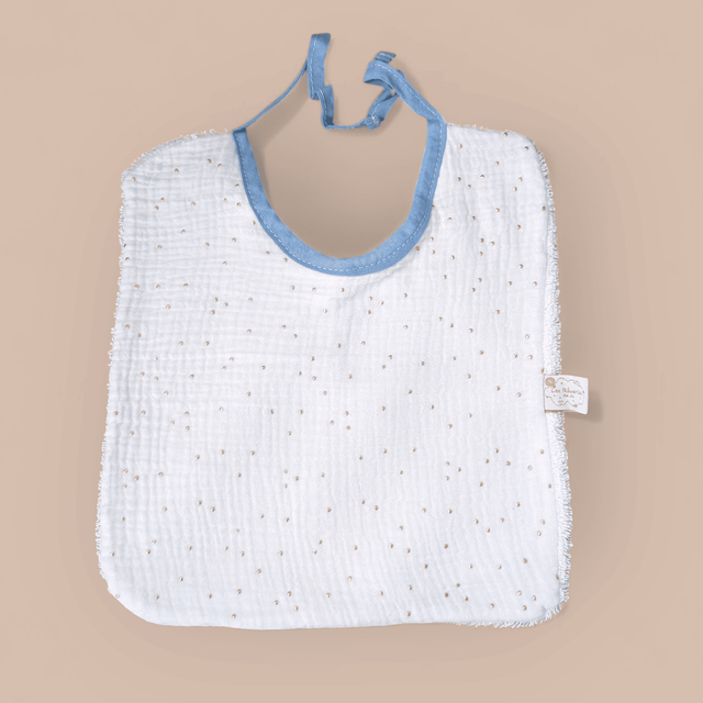 Bavoir classique Blanc à pois doré