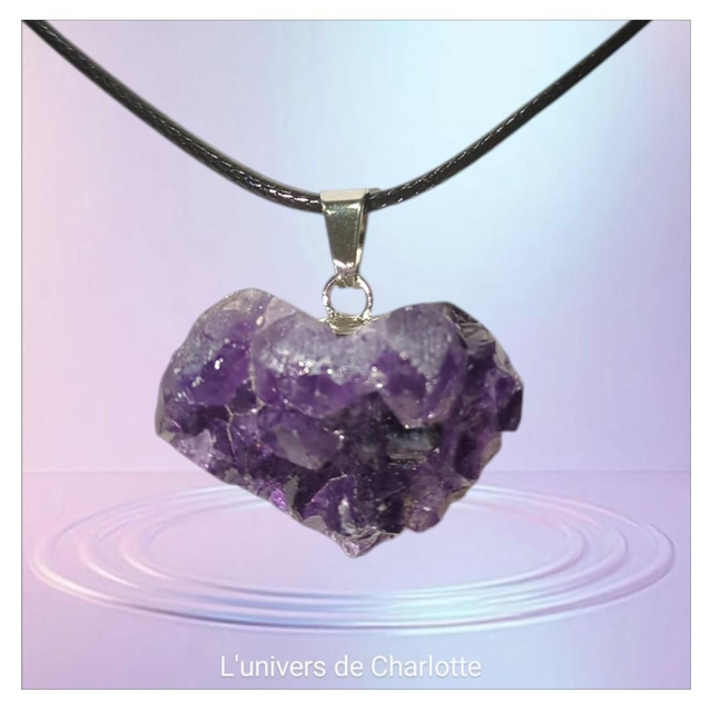 Pendentif &quot;Améthyste brute&quot; coeur PN-200