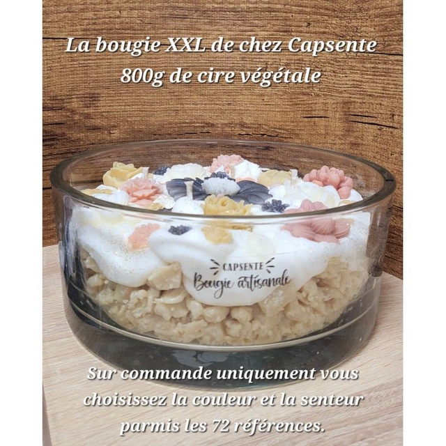 Bougie XXL Elle est réalisée exclusivement sur commande et choisissez également le thème couleur directement en message. 