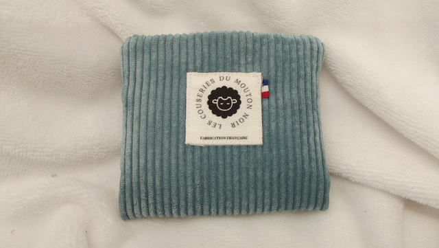 Porte monnaie bleu clair en velours cotelé