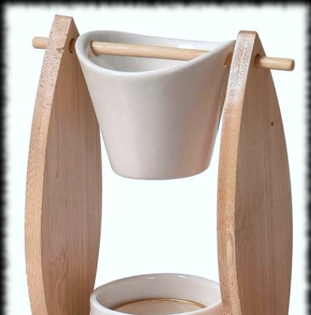 Voile - Brûleur en bambou et céramique - pour fondants et huiles parfumées  