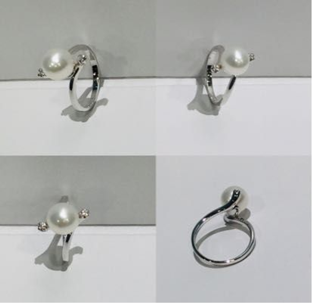 Anello oro bianco Perla  e Diamanti AE212B 