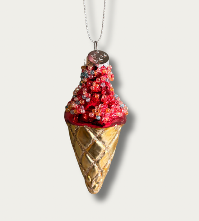 Glass Ice Cream Ornament 