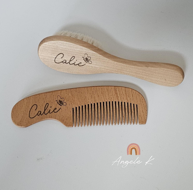 Lot brosse et peigne pour bébé personnalisé