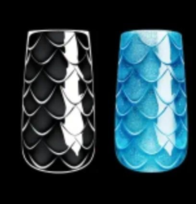 Press-on capsules effet sirène forme carré long 