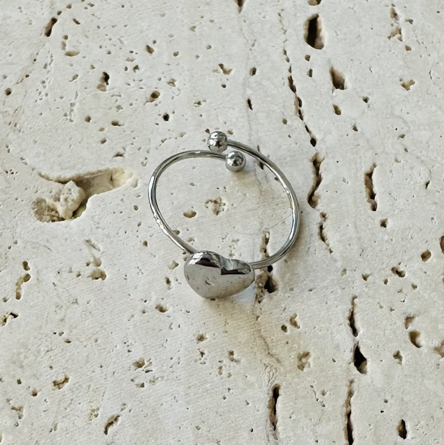 Ring hartje zilver 