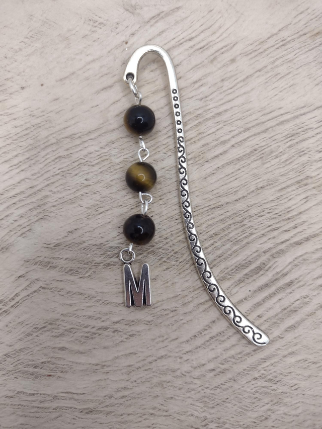 Beaded silver bookmark with charm