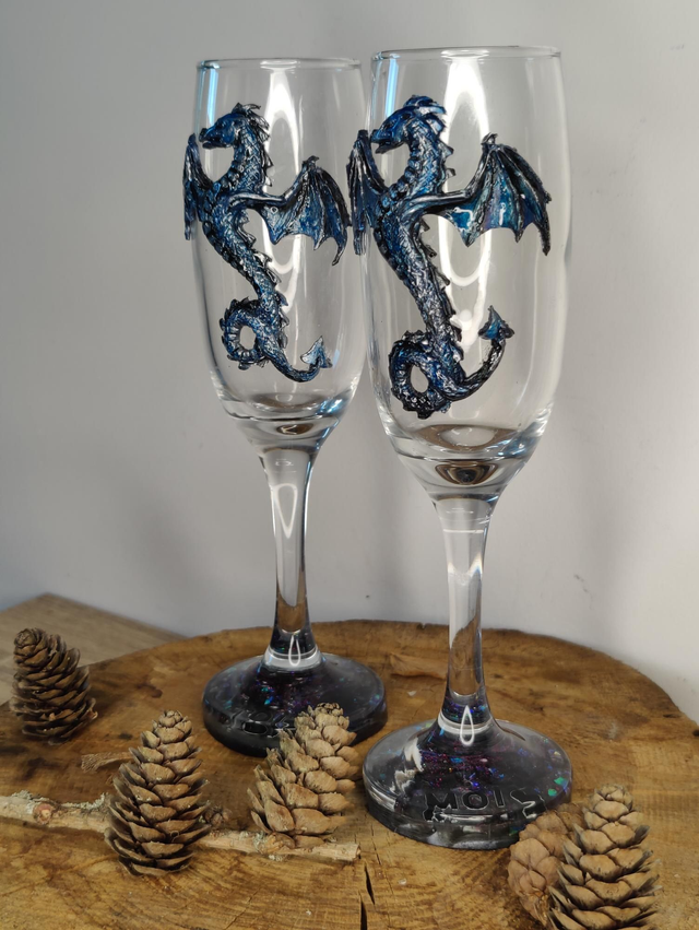Duo de verres à bulles Fantasy dragon Toi & Moi