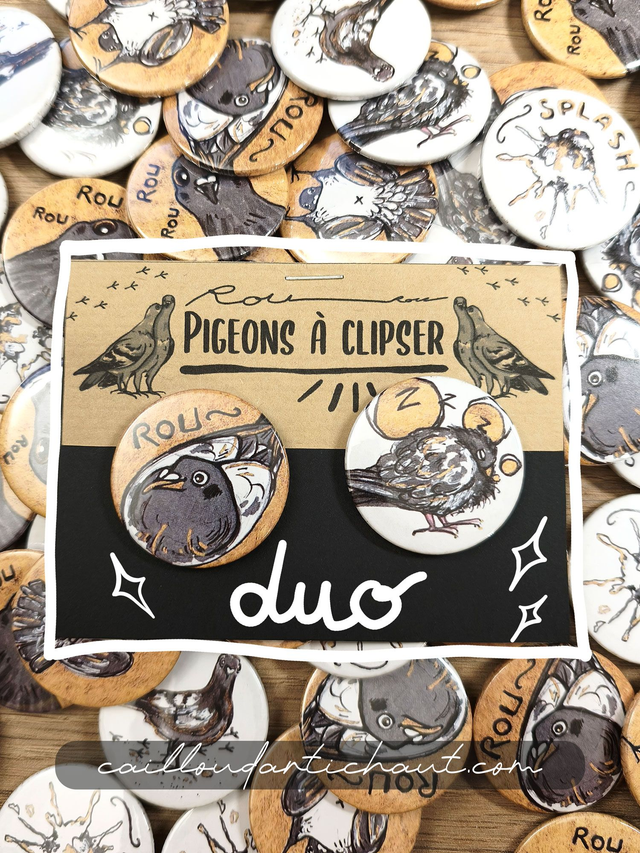 Badges pigeons duo