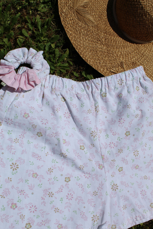 Short upcyclé petite fleurs rose - Taille 1 & 2