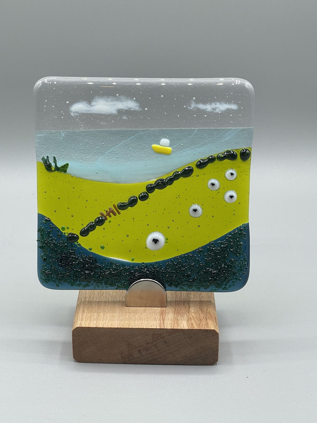 A lovely handcrafted countryside / sea scene with stand