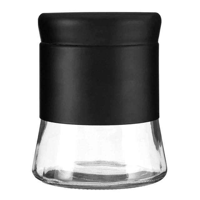 Black Steel Wrap Glass Storage Jar 800ml Capacity Clear Glass Screw-On Lid 
