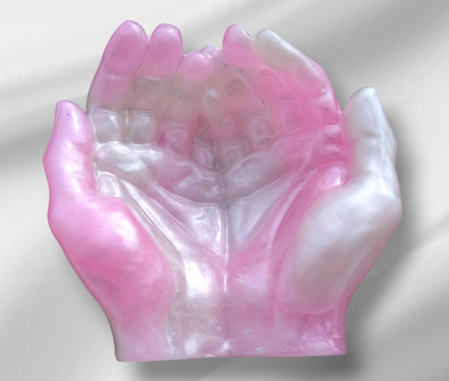 Vide poche mains rose et blanc