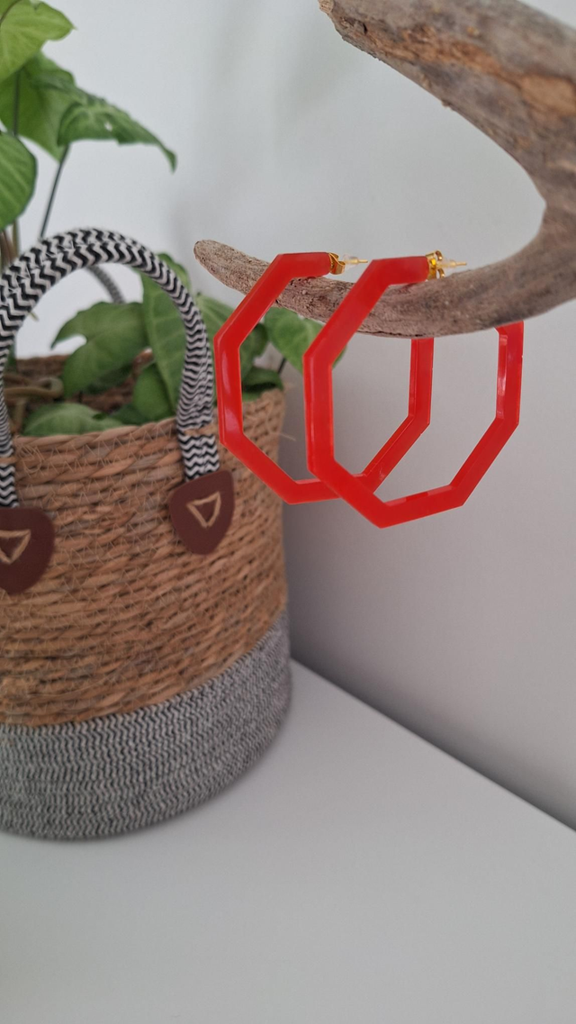 Créoles rouges hexagonales