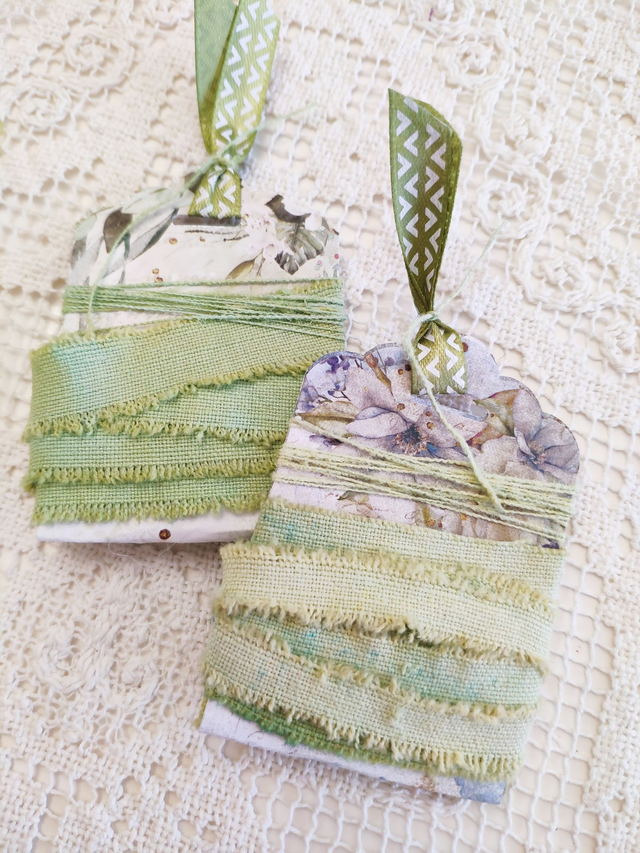 Ruban coton teinté mains - vert pistache