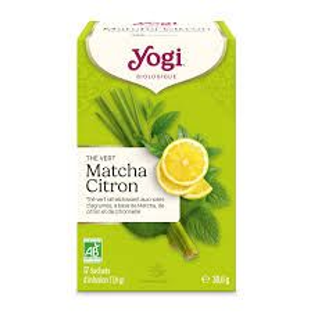 Yogi Tea The Vert Matcha Citron BIO | Tisane Énergie 17 Sachets