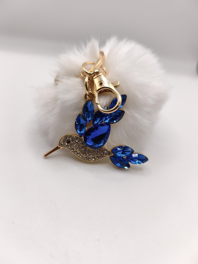 Porte clef colibri bleu roi
