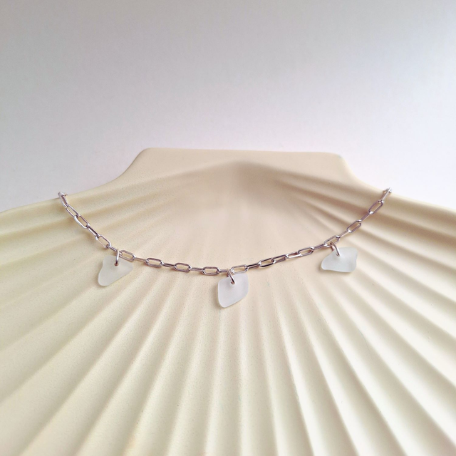 Bocca blanc - bracelet en argent et verre des plages